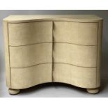 JULIAN CHICHESTER CHEST, faux shagreen serpentine fronted, three drawer, 108cm x 46cm x 95cm.