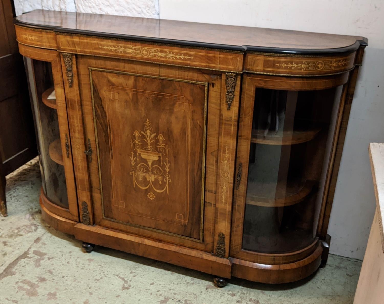 CREDENZA, 106cm H x 150cm W x 37cm D, Victorian walnut, marquetry and gilt metal mounted, with panel - Image 6 of 6