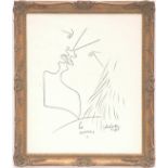 JEAN COCTEAU 'Les Amoreux', lithograph singed in the plate, 1957, 60cm x 50cm, framed and glazed. (