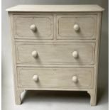 VICTORIAN PAINTED CHEST, grey painted and black lined, with two short and two long drawers, 93cm x