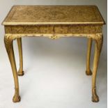 SIDE TABLE, early 20th century, George I style, carved gesso and giltwood with two frieze drawers,