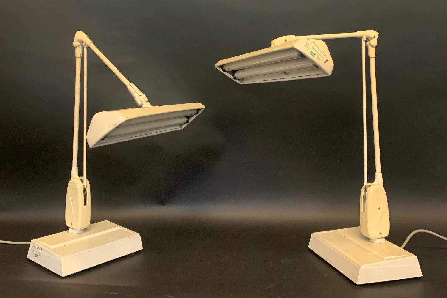 DIAMOND GRADING TABLE LAMPS, a pair, 66cm H. (2)