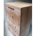 CABINET, mid 20th century, limed oak in the manner of Heals of London, with four drawers and two