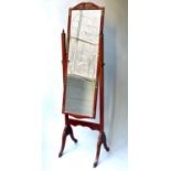 DRESSING MIRROR, early 20th century, scarlet lacquered and Chinoiserie decorated, 150cm H x 46cm.
