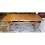 SWISS ALP REFECTORY TABLE, 192cm x 77cm H x 87cm, 19th century pine with a rectangular top on X