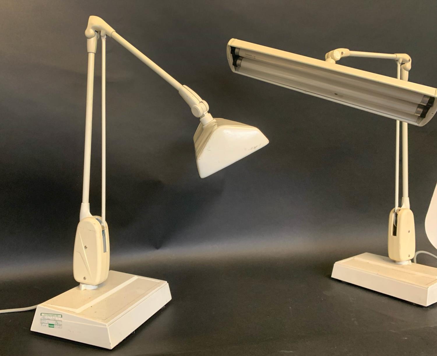 DIAMOND GRADING TABLE LAMPS, a pair, 66cm H. (2) - Image 3 of 4