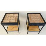 SPECIMEN SIDE TABLES, a pair, 42cm x 45cm x 53cm. (2)