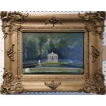 HENRY ARTHUR FAIRHURST 'Palladian Lake House', oil on panel, signed with monogram, 15cm x 12cm,