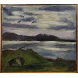 EVA HALSTROM (Sweden 1942 - 1997) 'Landskay', oil on canvas, 68cm x 76cm, signed with monogram,