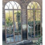 ARCHITECTURAL GARDEN WALL MIRRORS, 180cm x 75cm, a pair, gated design. (2)