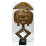 KOTA RELIQUARY RITUAL SCULPTURE, Gabon, wood with metal finish, 76cm H x 34cm.