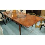 DRAWLEAF TABLE, French provincial style fruitwood, walnut and oak with stellar parquetry top and