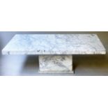 LOW TABLE, rectangular figured, veined grey black and white marble, 140cm x 70cm x 44cm H.