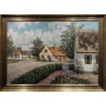 S KARSTENS, 'Farm Houses, Store Magleby', oil on canvas, 63cm x 94cm, signed, framed.
