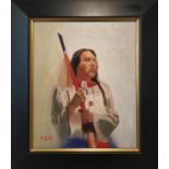 FOLLOWER OF JOSEPH HENRY SHARP 'Native American Portrait', oil on board, 40cm x 50cm, signed and
