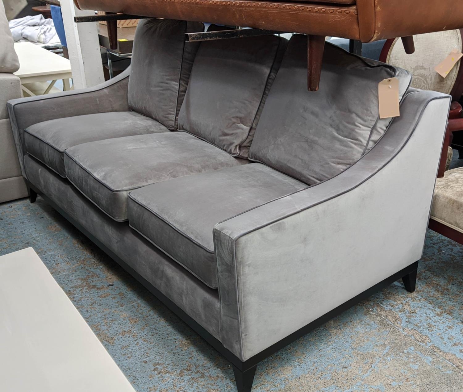 BESPOKE SOFA LONDON SOFA, 200cm x 95cm x 90cm, grey velvet upholstered.