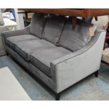 BESPOKE SOFA LONDON SOFA, 200cm x 95cm x 90cm, grey velvet upholstered.