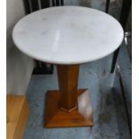 SIDE TABLE, 50cm diam x 60cm H, Art Deco style, marble top.