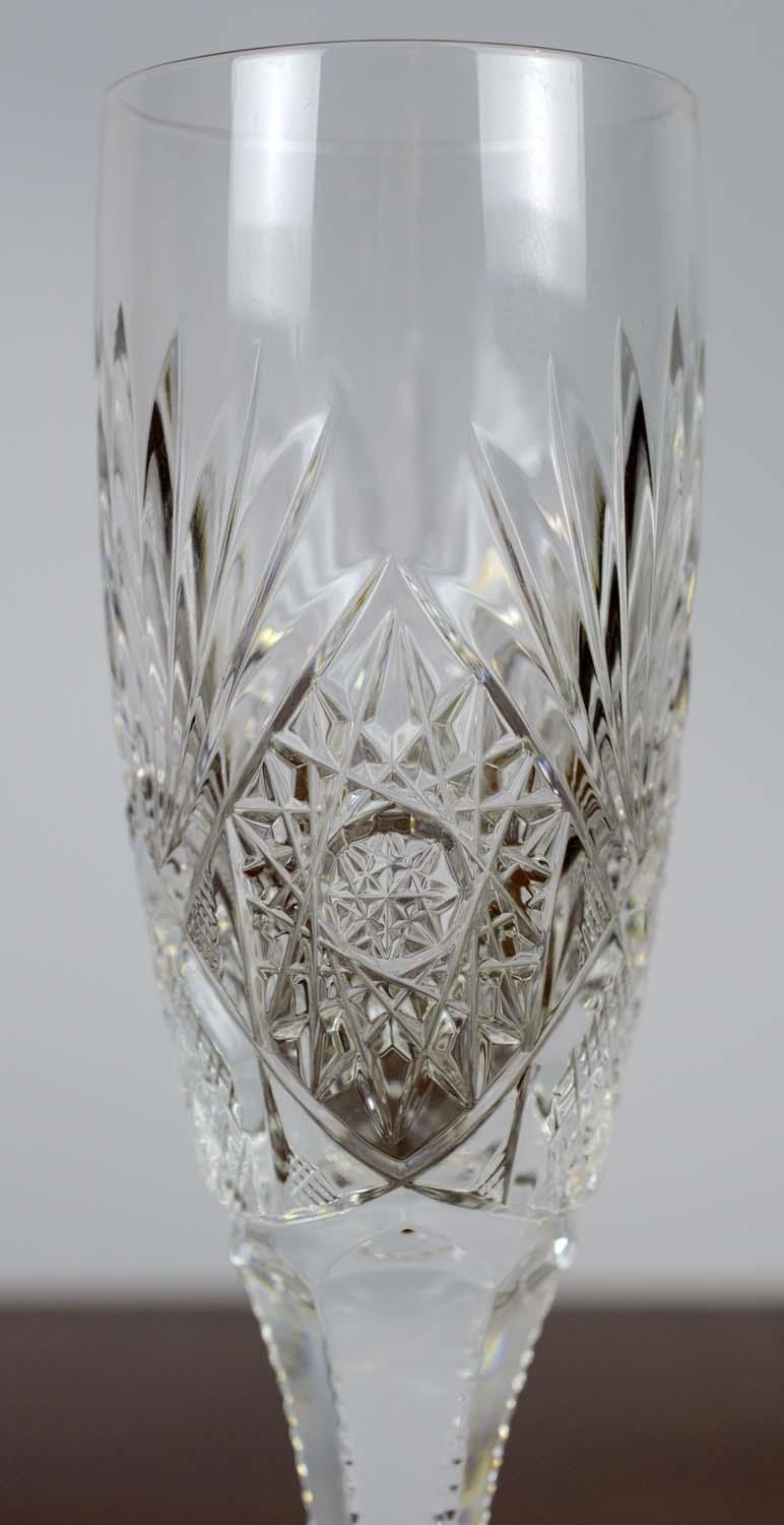 CHAMPAGNE FLUTES, a set of six, cut crystal glass along with six matching dessert wine glasses. (12) - Image 7 of 8