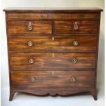 SCOTTISH HALL CHEST, 19th century, figured mahogany, with rosewood inlaid frieze and five drawers.