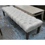 HALL SEAT, 185cm W, button back upholstered finish.