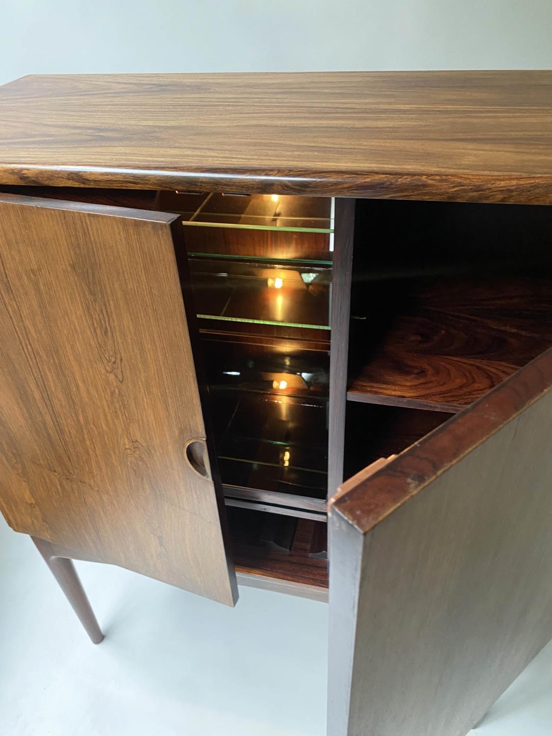COCKTAIL CABINET, 1970's hardwood, with two panelled doors enclosing fitted lit interior, 90cm W x - Image 3 of 7