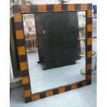 WALL MIRROR, 90cm x 76.5cm, checked frame.