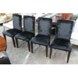 DINING CHAIRS, a set of four, macassar ebony and black velvet upholstered, 102cm H. (4)