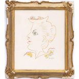 JEAN COCTEAU 'Woman in Hat' , lithograph signed in the plate,, 1957, 60cm x 50cm, framed and glazed.
