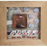 JOHN ROBB WEBB (1937-2019) '1D Slot Machine IV', paper, copper and glass, 34cm x 34cm, framed, (