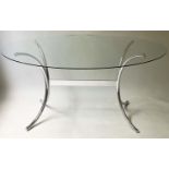 MERROW ASSOCIATES DINING TABLE, circular glazed on chrome frame, attributed to Merrow Associates,