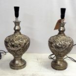 TABLE LAMPS, a pair, 51cm H, Italian style, silvered finish. (2)