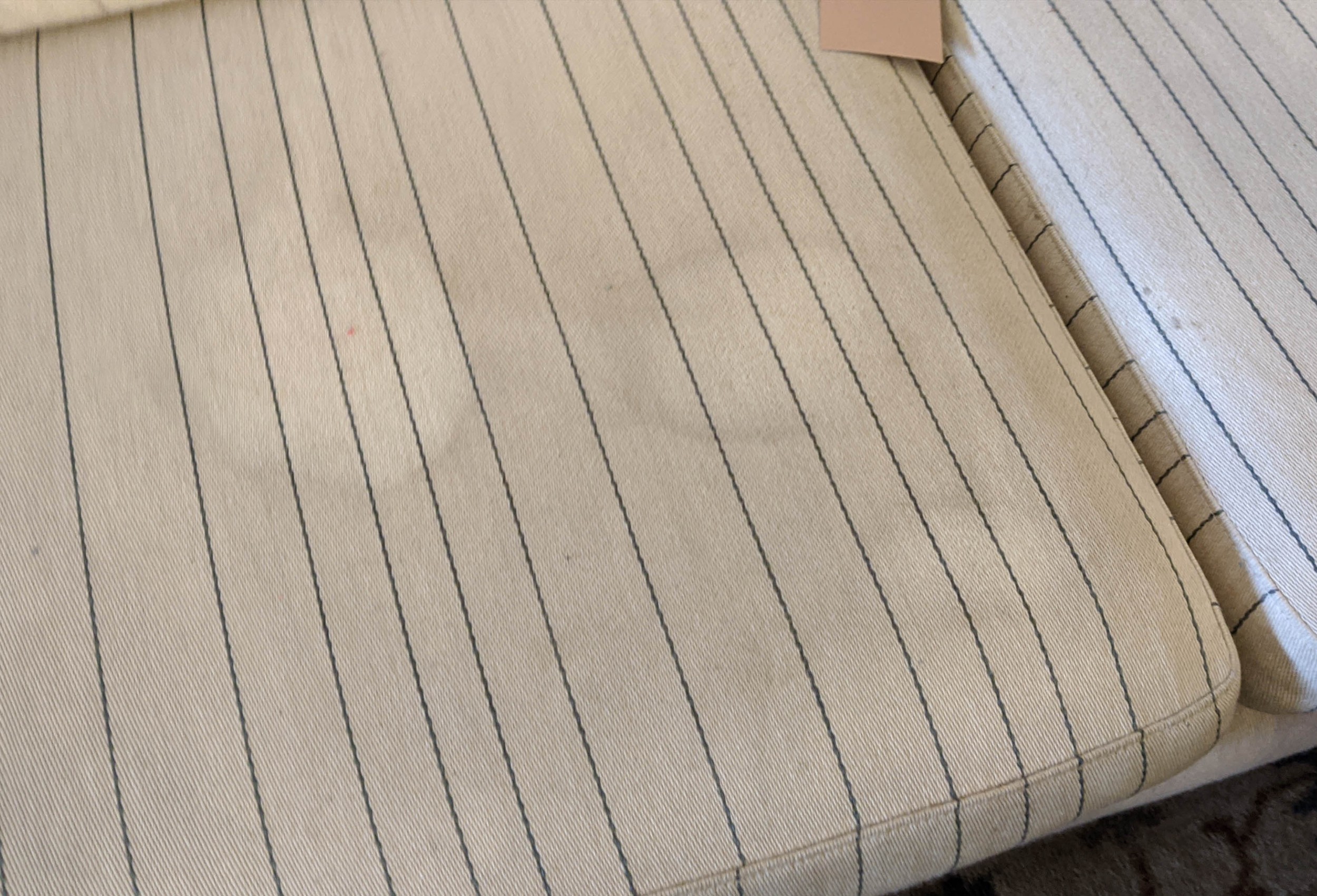 SOFA, 224cm striped upholstery. (fabric needs cleaning) - Image 3 of 4