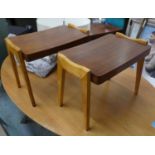 SIDE TABLES, a pair, each 55cm W x 47cm H x 34cm D, 1940s Italian rosewood and birchwood. (2)