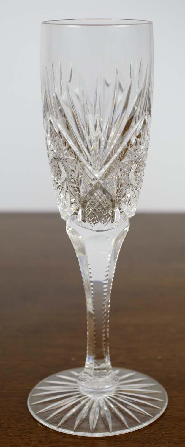 CHAMPAGNE FLUTES, a set of six, cut crystal glass along with six matching dessert wine glasses. (12) - Image 6 of 8