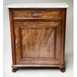 SIDE CABINET, early 19th century, French flame mahogany with marble top, above a single drawer and