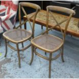 DINING CHAIRS, a set of six, 1920s French café style, 89cm H. (6)