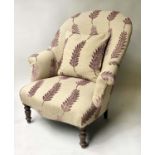 ARMCHAIR, late 19th/early 20th century with mauve and taupe weave upholstery, 80cm W.