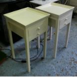 OKA SIDE TABLES, a near pair, each 42cm W x 42cm D, each with two short drawers.(2)