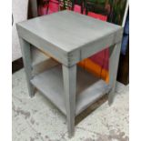 SIDE TABLE, 50cm x 60cm x 75cm, grey painted, polished metal detail, one drawer.