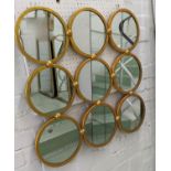 BUBBLE WALL MIRROR, 70cm x 70cm, 1960's French style, gilt frames.