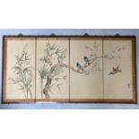 CHINESE 'HANGING' SCREEN, early 20th century Chinese, hand painted three fold, 120cm W x 60cm H.