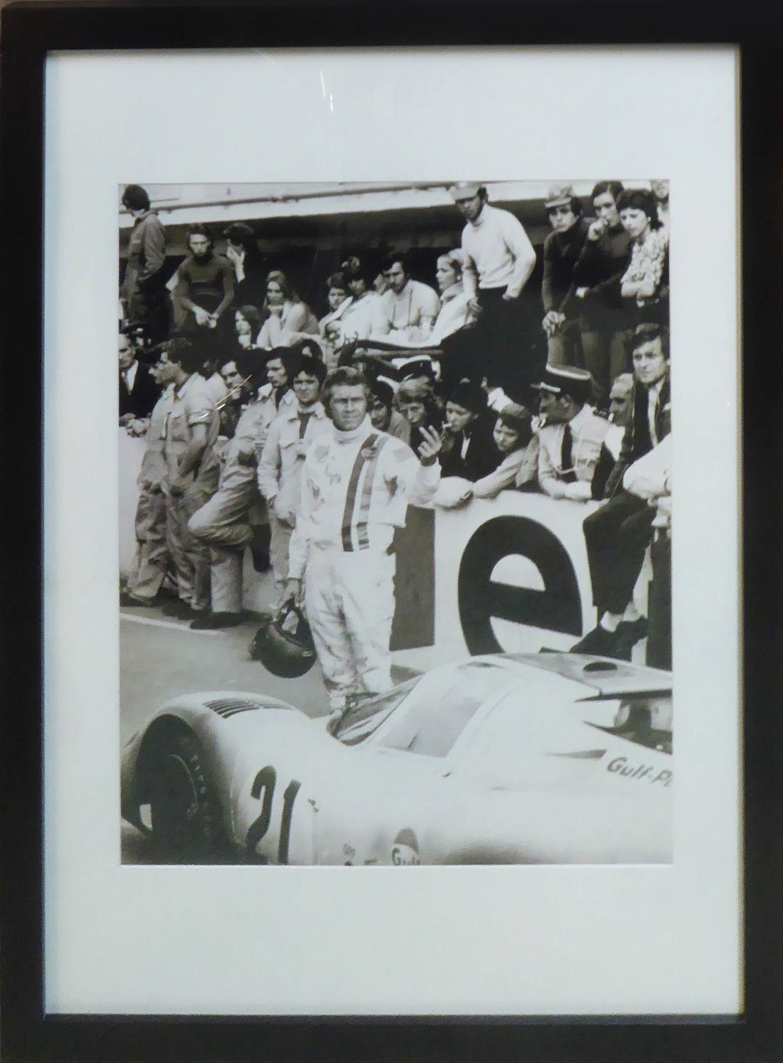 NIGEL SNOWDEN 'Steve McQueen, Two fingered salute, Le Mans, 1971', B&W Gelatin Silver print on