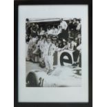 NIGEL SNOWDEN 'Steve McQueen, Two fingered salute, Le Mans, 1971', B&W Gelatin Silver print on