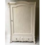 ARMOIRE, 19th century French, traditionally grey painted, with single door enclosing hanging space