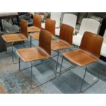 HAY DINING CHAIRS, a set of six, 78cm H, walnut veneer finish. (6)