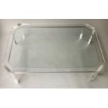 LOW TABLE, rectangular lucite framed and glass inset, 120cm W x 80cm D x 32cm H