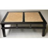 LOW TABLE, rectangular cane inset, 120cm x 90cm x 45cm H.
