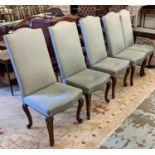 DINING CHAIRS, a set of eight, each 53cm W x 114cm, 19th century French walnut with high backs,