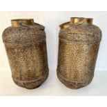 LANTERNS, a pair, oversized pierced metal Oriental style, 70cm H. (2)